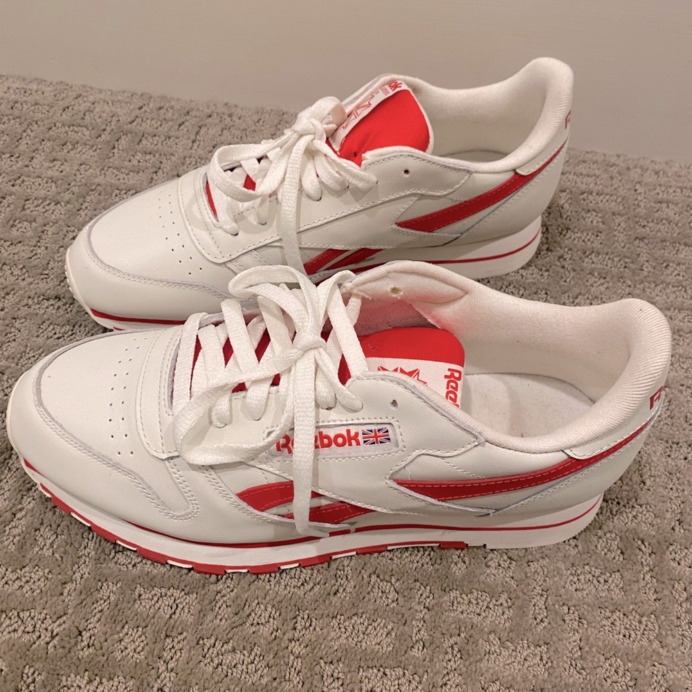 White and red Reebok sneakers